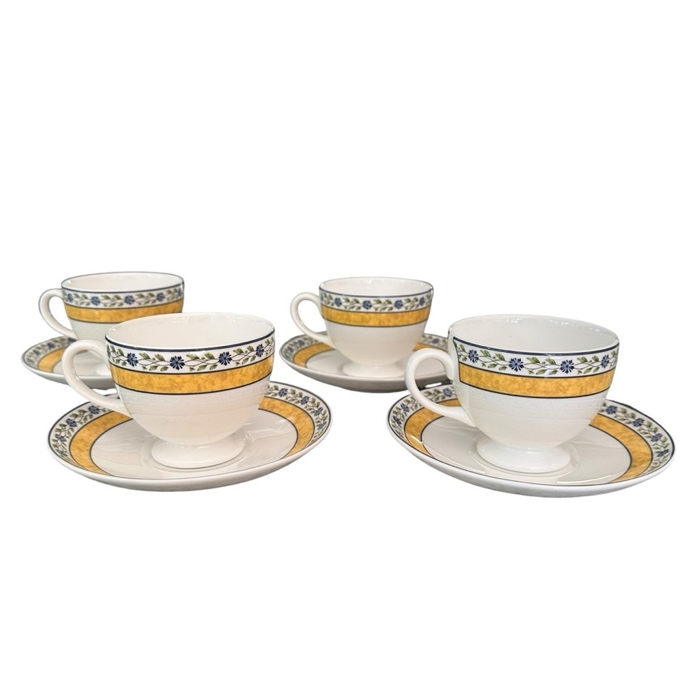 Wedgewood Mistral Footed Tea Cup with Saucer Set of 4